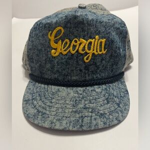 Georgia Men’s Denim Vintage Snap Back Cap With Rope Around Brim